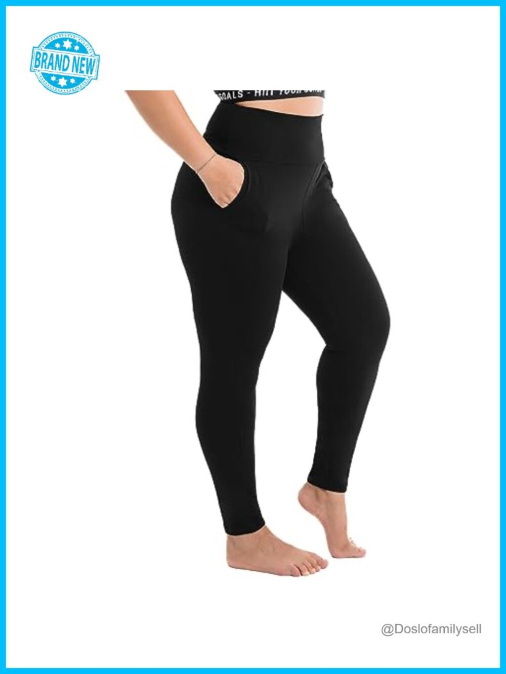 Plus size leggings with pockets, high waist tummy control, yoga